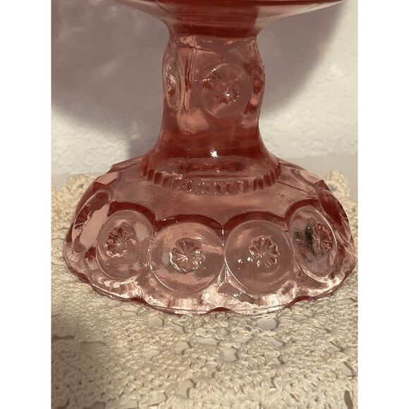 Vintage HUGE L.E. Smith Moon and Stars Tall Covered Compote – 12.875" PINK - Picture 7 of 10